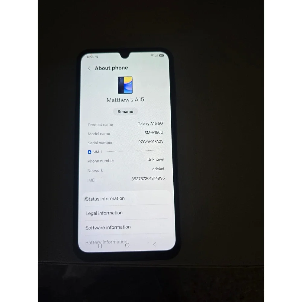 Samsung Galaxy A15 5G SM-A156U 64GB Blue Black Cricket Wireless Smartphone